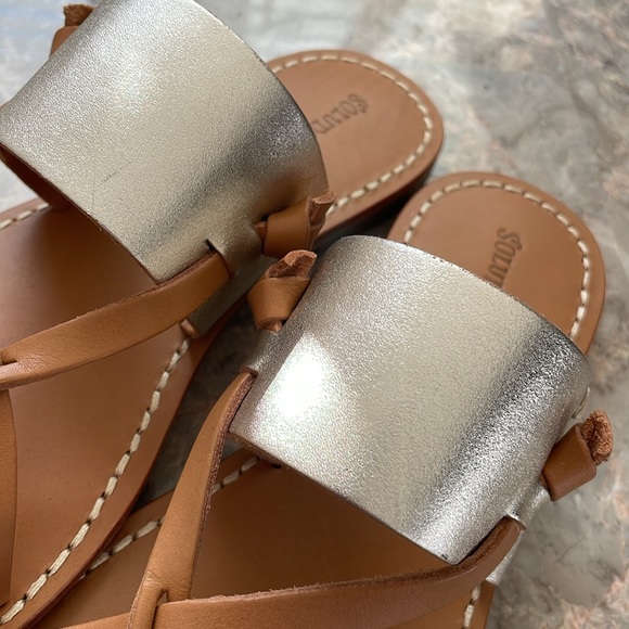 New in Box- Soludos Slotted Thong Leather Sandal- Size 5.5- Platinum color - Picture 7 of 14